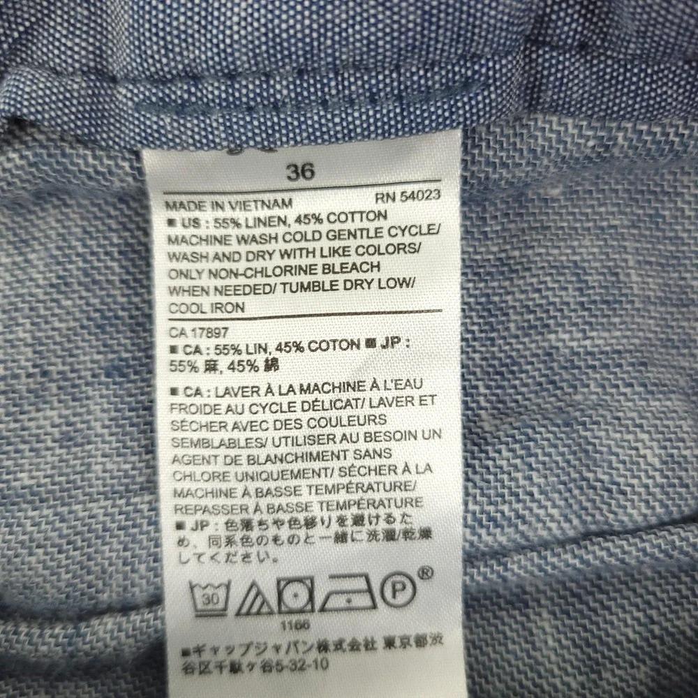 Banana Republic Aiden Shorts Mens 36 Blue Linen Cotton Chino 9